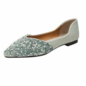 NWT🌺Mingfeidi•Crystal Beaded Slip On Flats